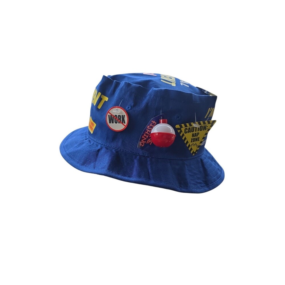 Official Retirement Survival Bucket Hat NWT Blue Fishing Bobber Bottle Opener - Picture 2 of 10